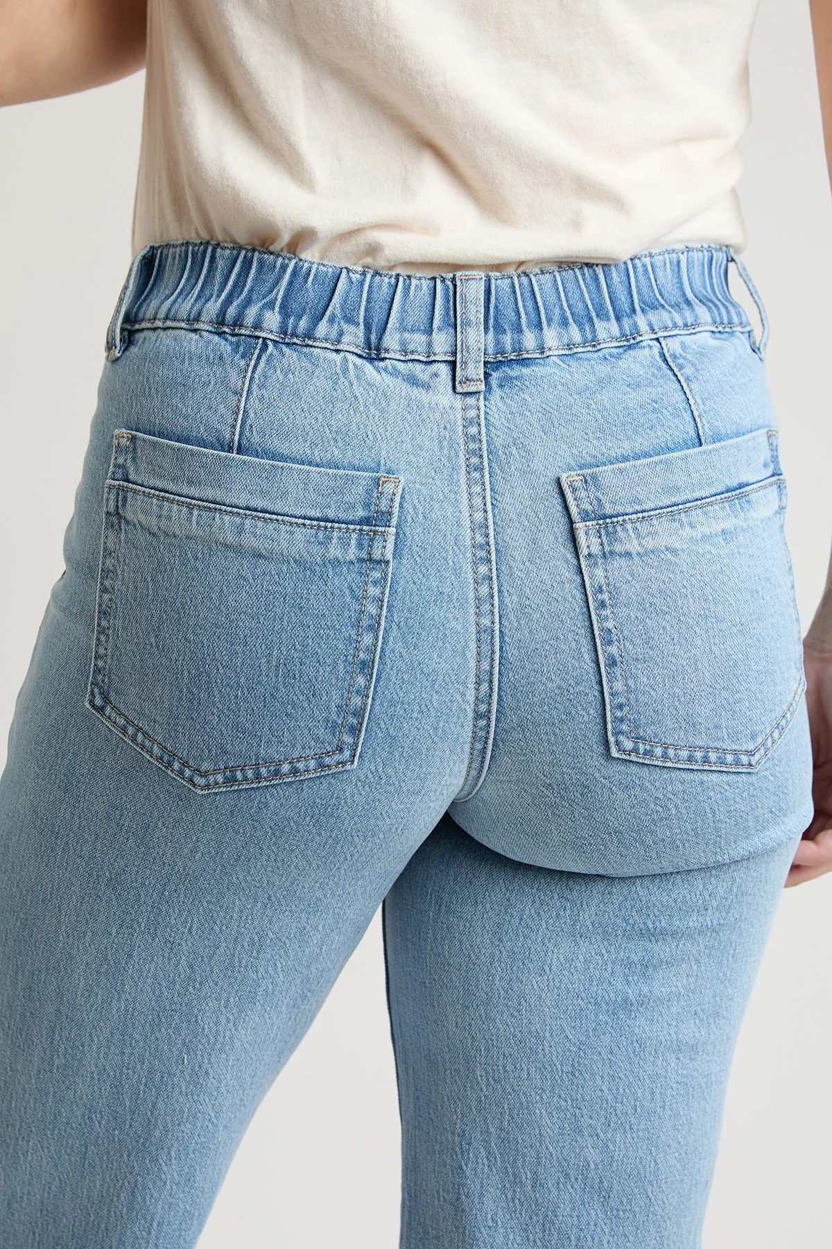 Women's High Rise Wide Leg Jeans with Elastic Back sold by YMI product image thumbnail 5