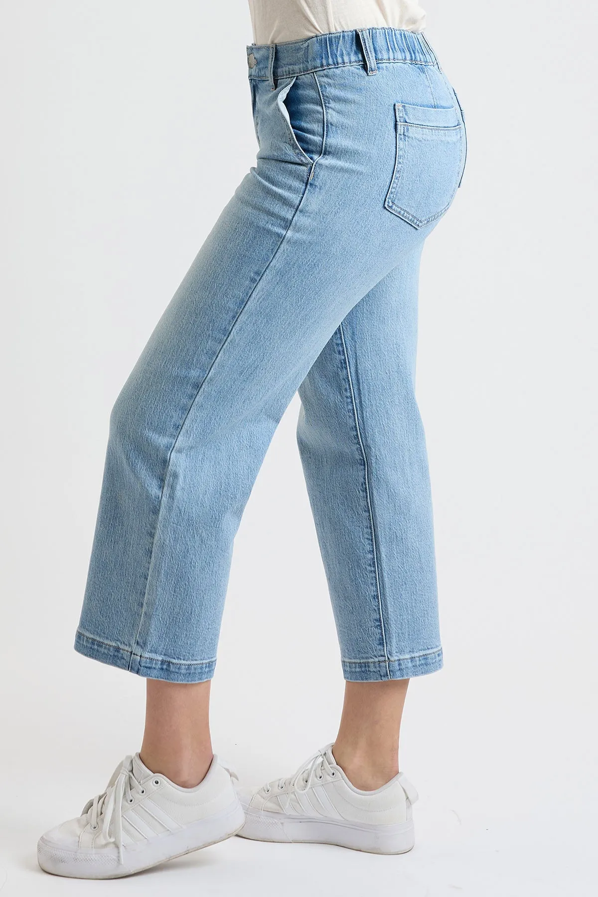 Women's High Rise Wide Leg Jeans with Elastic Back sold by YMI product image thumbnail 3