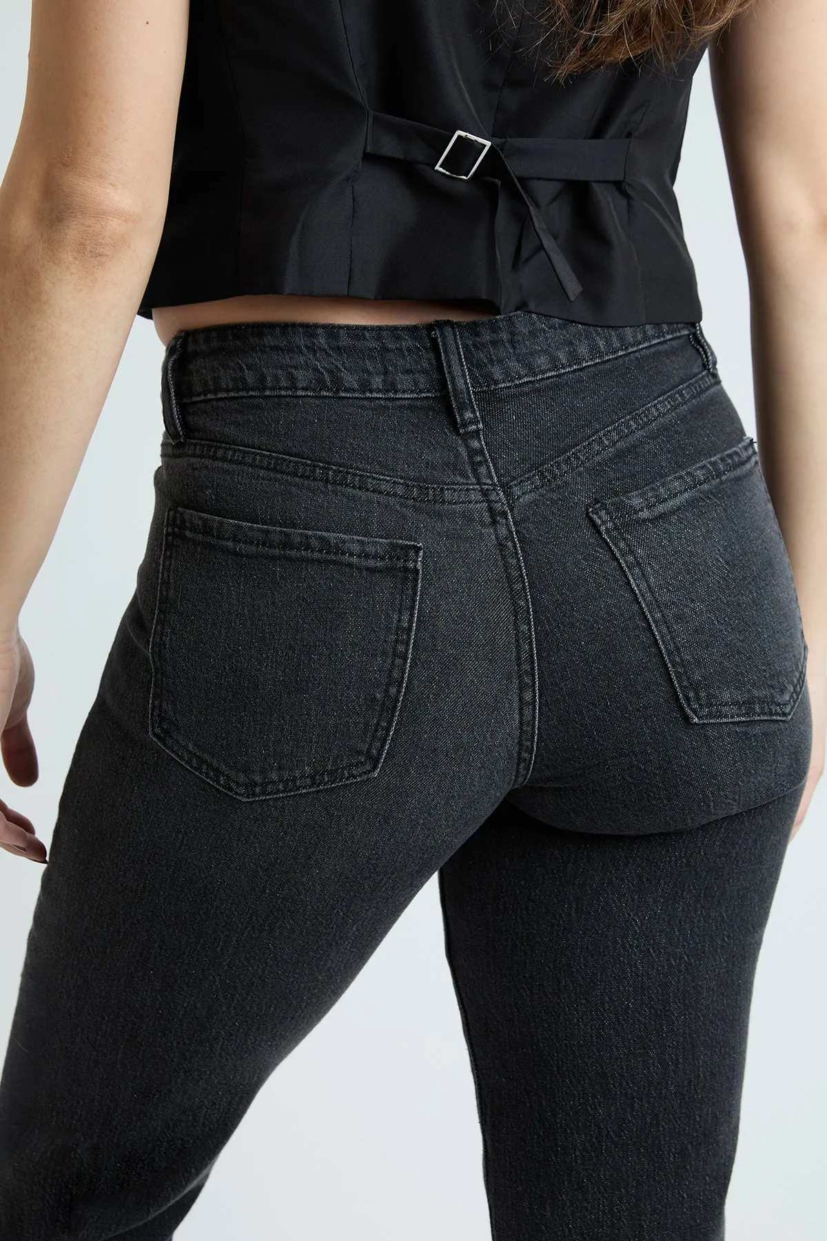 Women's High Rise Straight Jeans with Tummy Control sold by YMI product image thumbnail 4