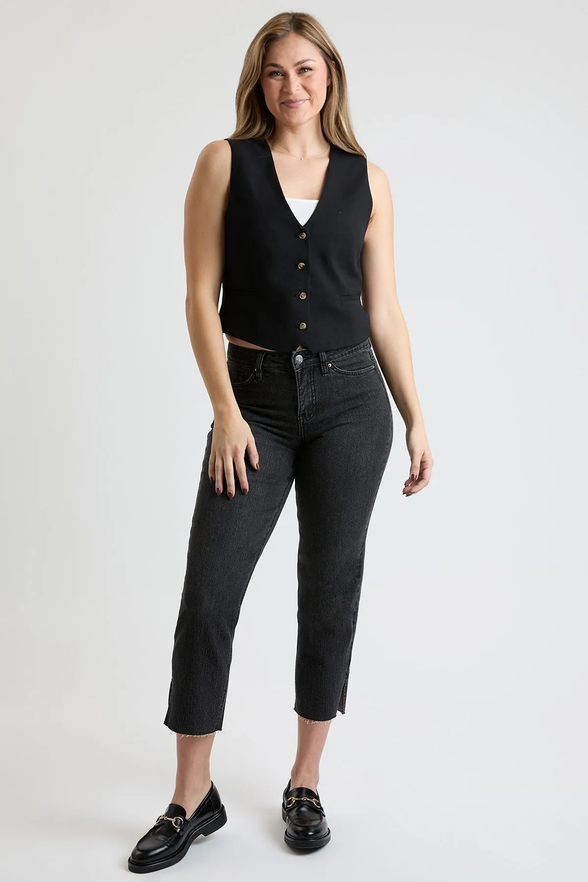 Women's High Rise Straight Jeans with Tummy Control sold by YMI