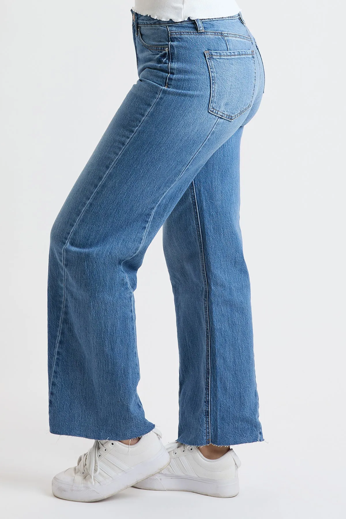 Women's High Rise Wide Leg Jeans with Angled Seam sold by YMI product image thumbnail 3