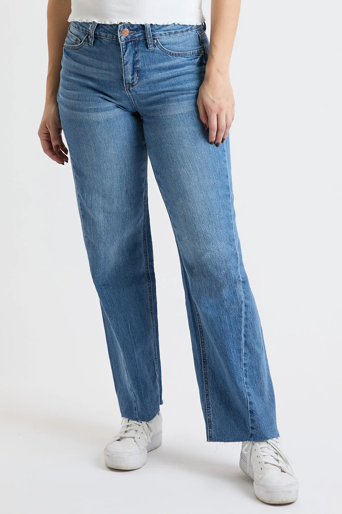 Women's High Rise Wide Leg Jeans with Angled Seam sold by YMI product image thumbnail 2