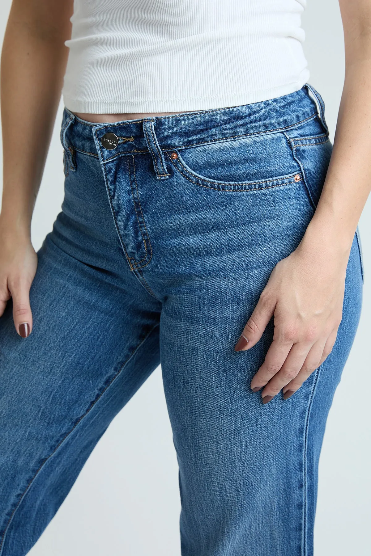 Women's High Rise Wide Leg Jeans with Raw Hem sold by YMI product image thumbnail 3