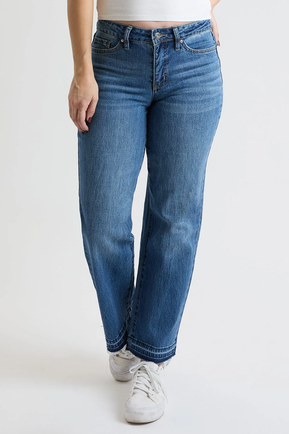 Women's High Rise Wide Leg Jeans with Raw Hem sold by YMI product image thumbnail 2