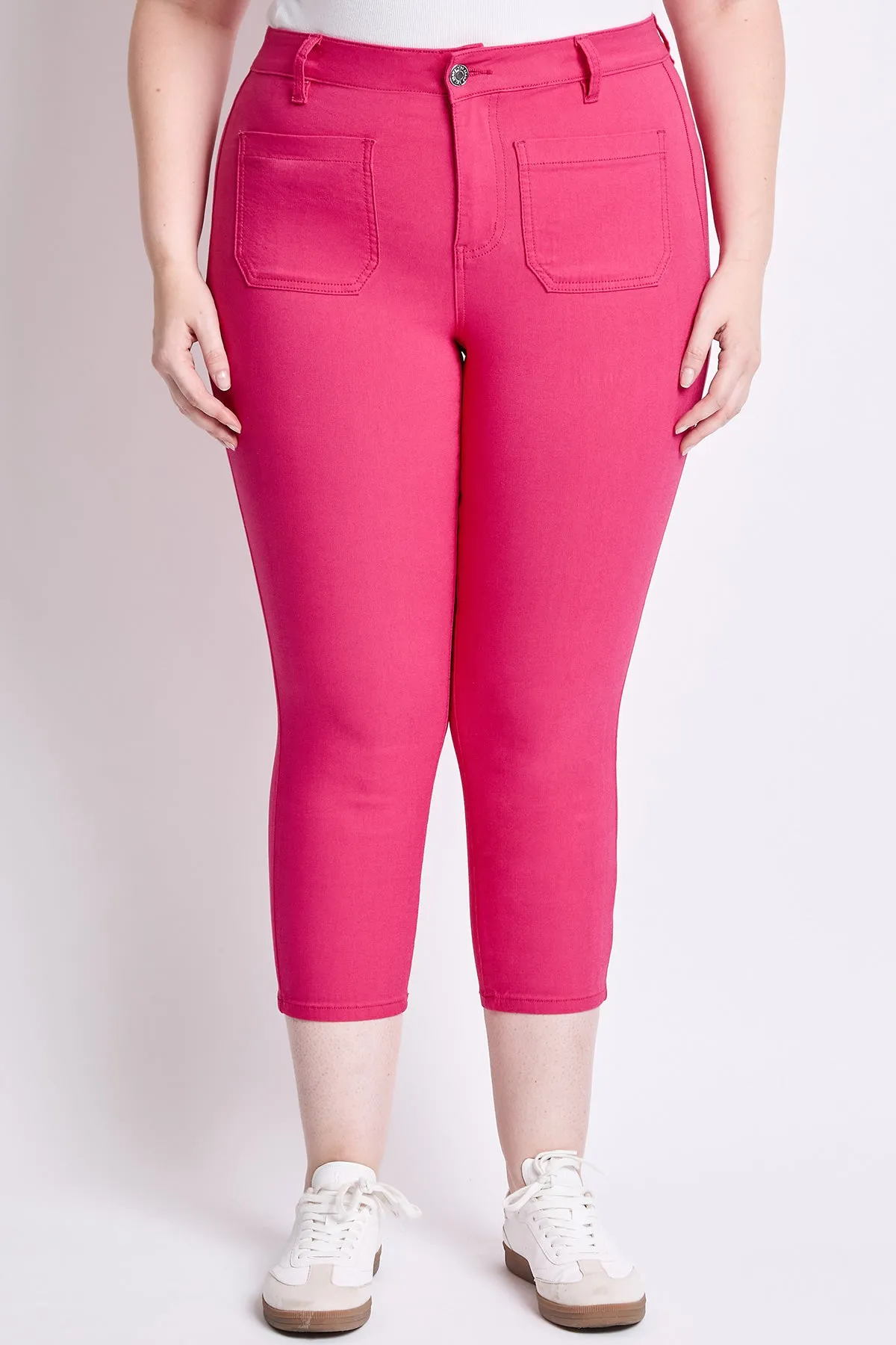 Women's Plus High Rise Crop Straight Leg Pants, French Pink sold by YMI product image thumbnail 2