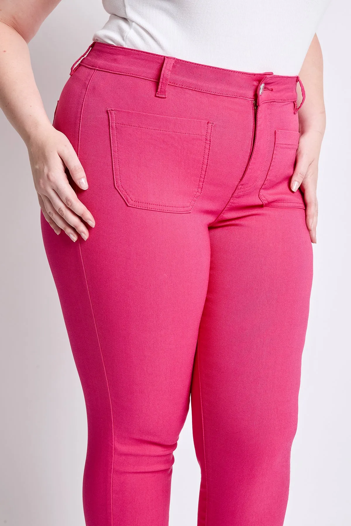 Women's Plus High Rise Crop Straight Leg Pants, French Pink sold by YMI product image thumbnail 3