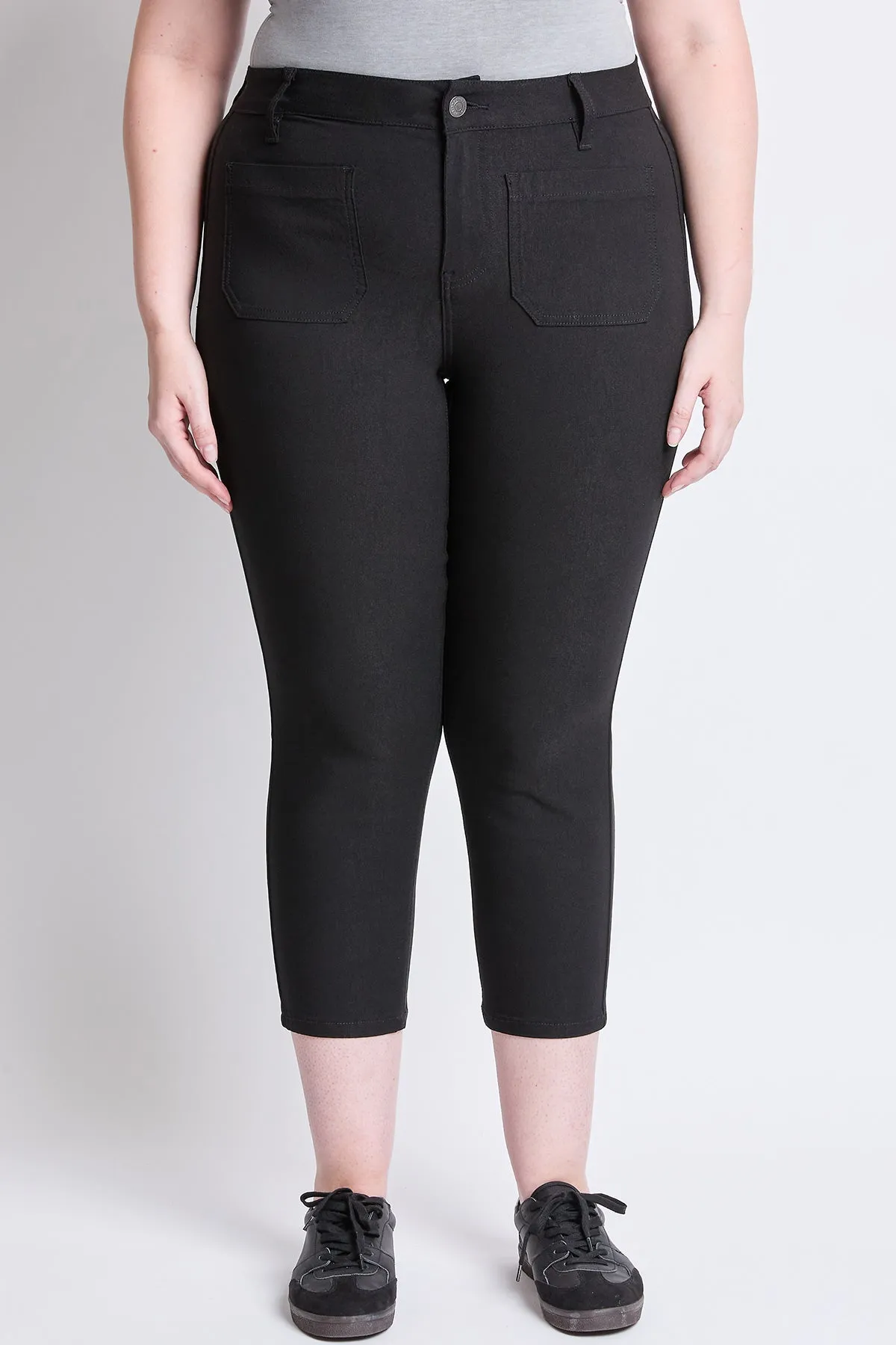 Women's Plus High Rise Crop Straight Leg Pants, Black sold by YMI product image thumbnail 2