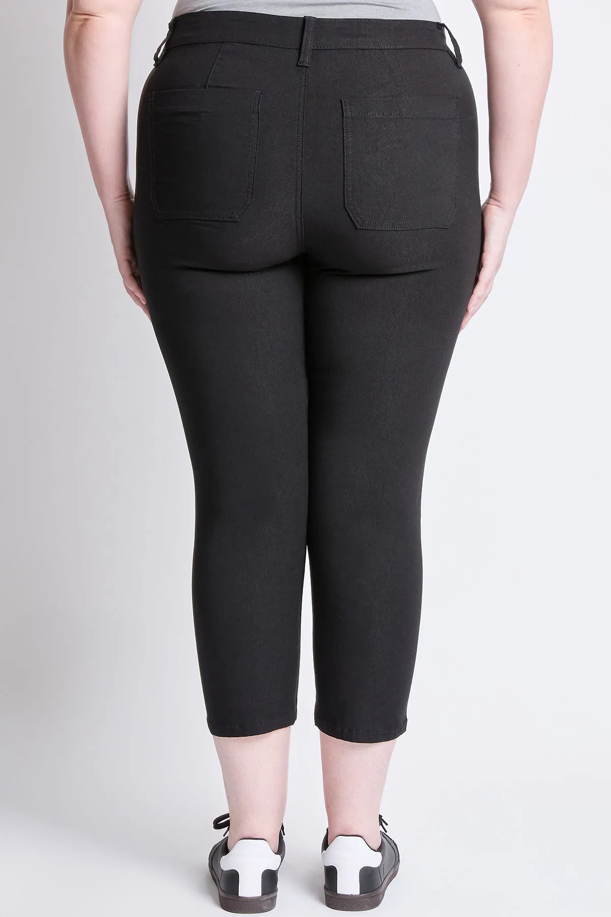 Women's Plus High Rise Crop Straight Leg Pants, Black sold by YMI product image thumbnail 4