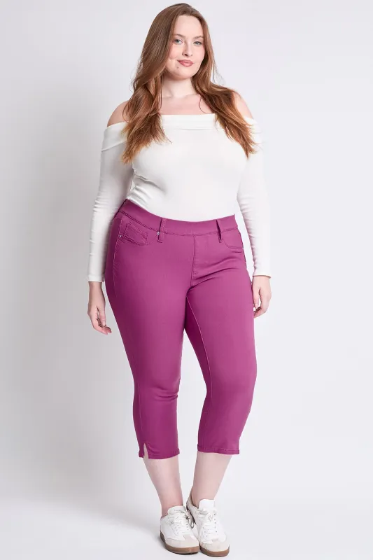 Women's Plus Hyperstretch Pull On Capri, Jazberry sold by YMI