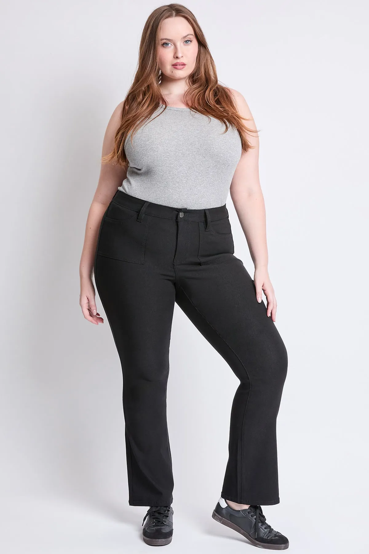 Women's Plus Hyperstretch Mid Rise Bootcut Pants, Black sold by YMI product image thumbnail 5
