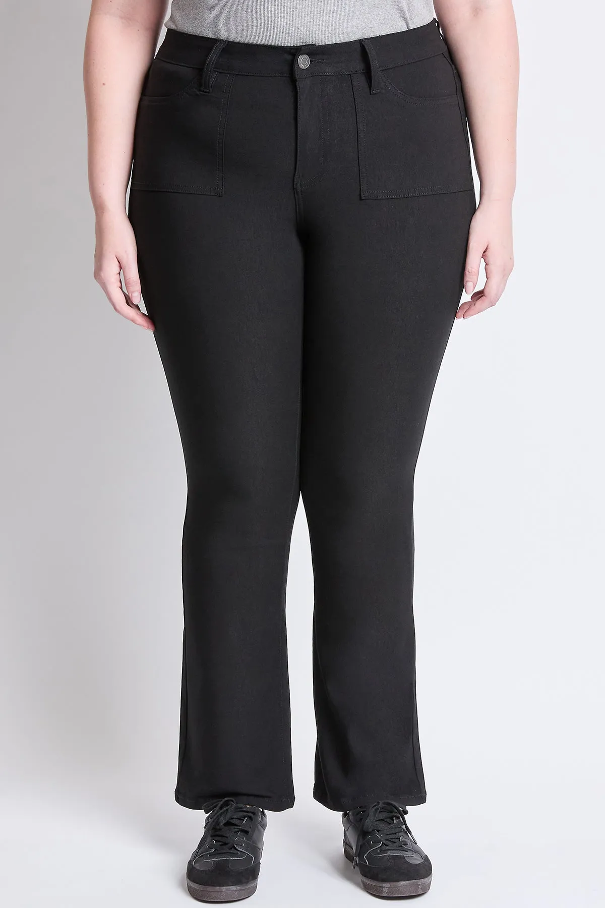 Women's Plus Hyperstretch Mid Rise Bootcut Pants, Black sold by YMI product image thumbnail 2