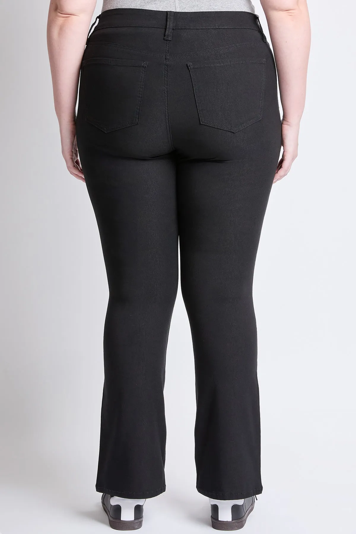Women's Plus Hyperstretch Mid Rise Bootcut Pants, Black sold by YMI product image thumbnail 4