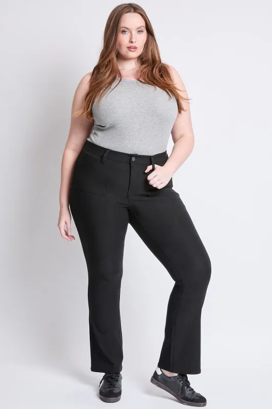 Women's Plus Hyperstretch Mid Rise Bootcut Pants, Black sold by YMI