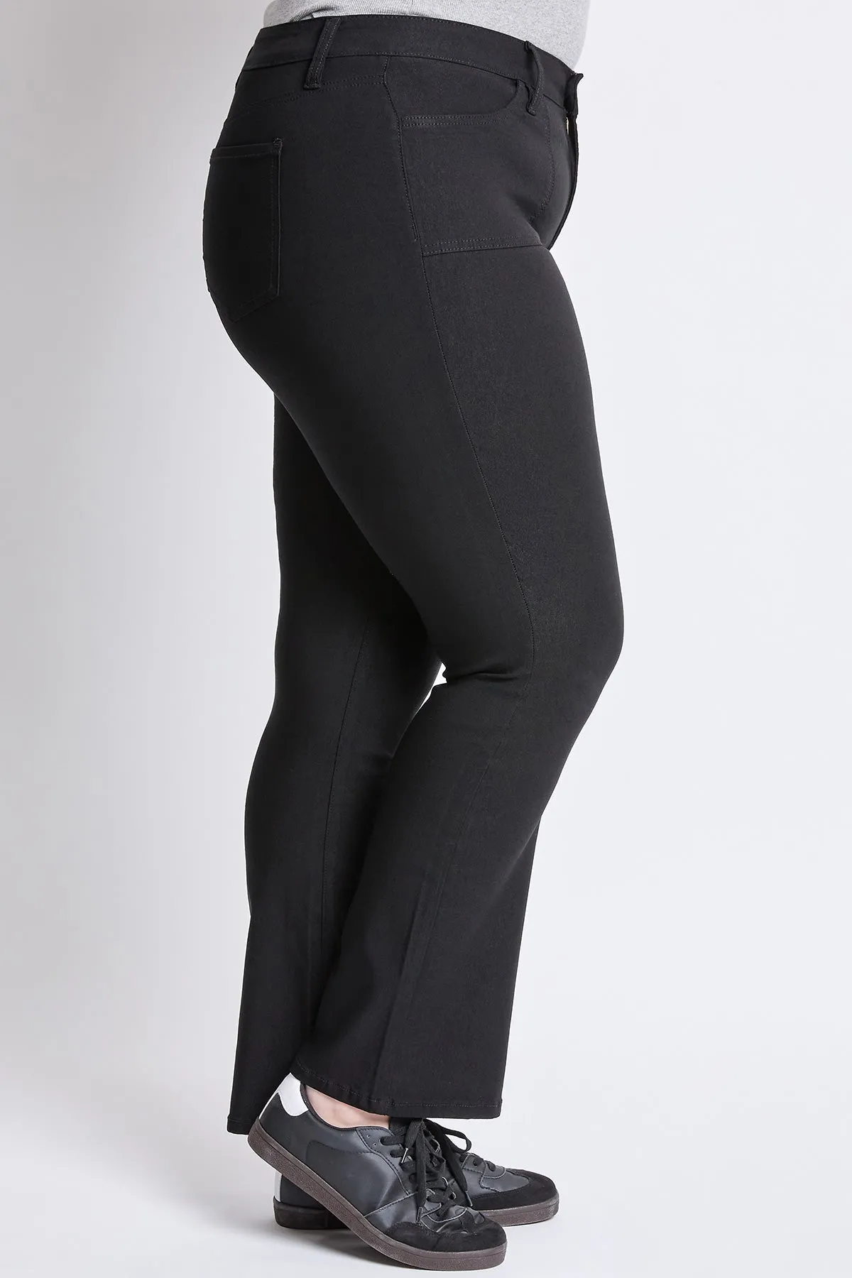 Women's Plus Hyperstretch Mid Rise Bootcut Pants, Black sold by YMI product image thumbnail 3