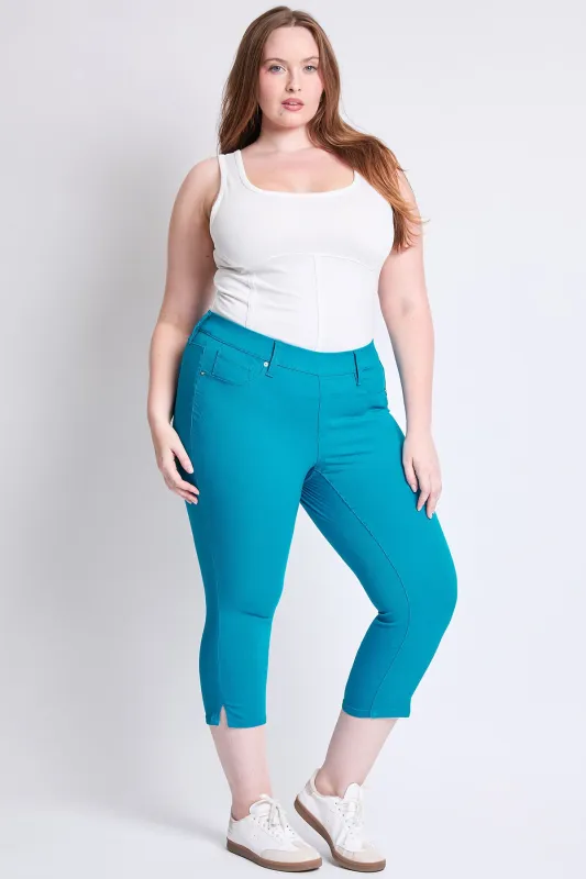 Women's Plus Hyperstretch Pull On Capri, Blue Diamond sold by YMI