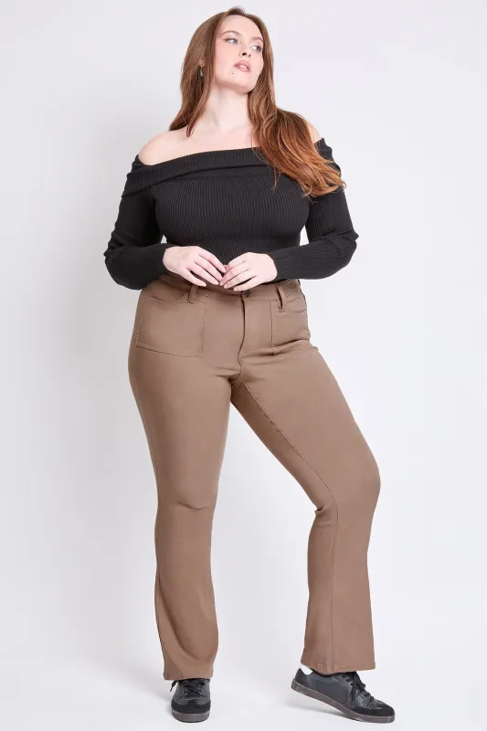 Women's Plus Hyperstretch Mid Rise Bootcut Pants, Spring Coffee sold by YMI