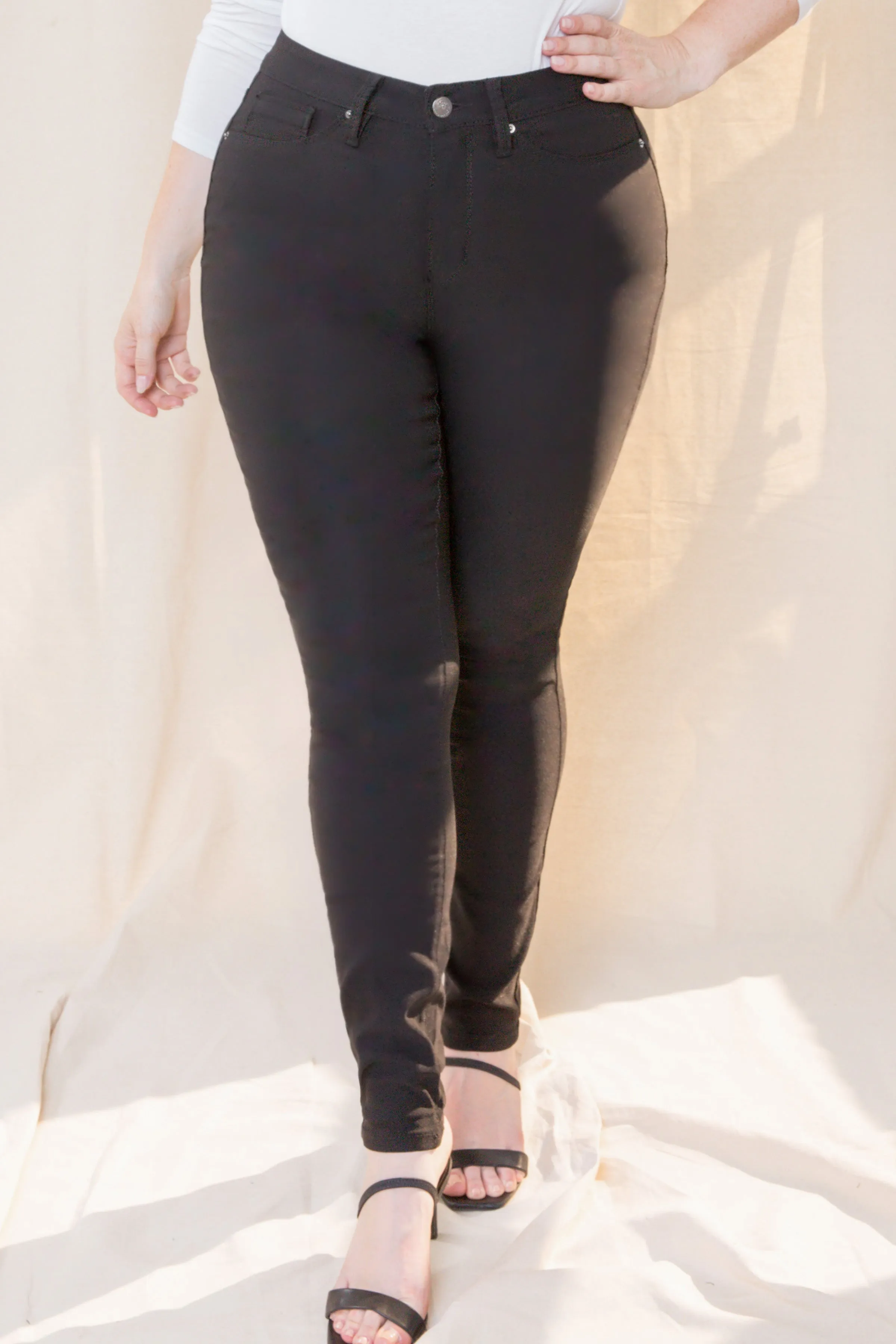Women's Plus Size Hyperstretch Tummy Control Skinny Pants, Black sold by YMI product image thumbnail 2