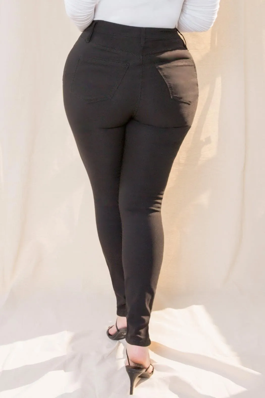 Women's Plus Size Hyperstretch Tummy Control Skinny Pants, Black sold by YMI product image thumbnail 4