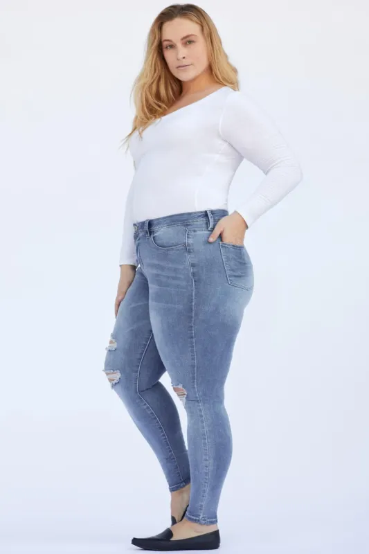 Women's Plus Size High Rise Skinny Jeans sold by YMI
