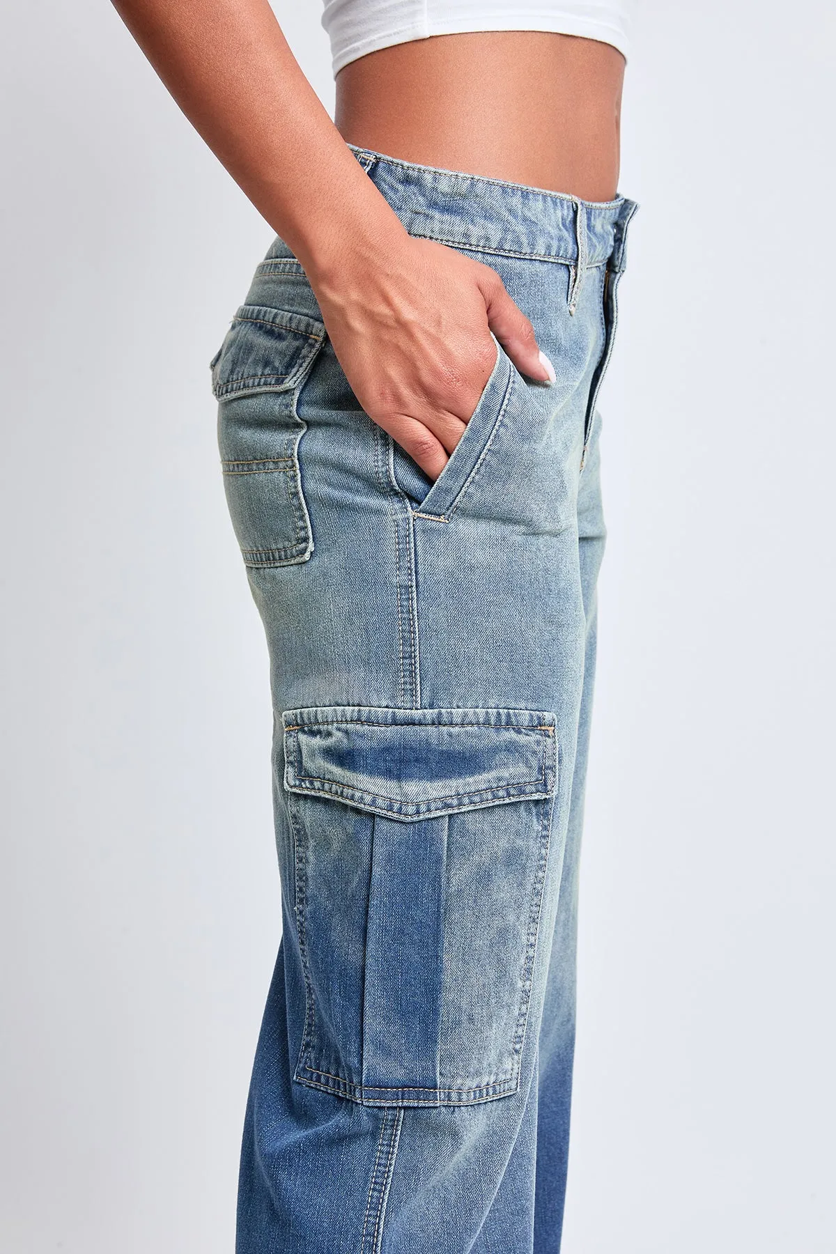 Women's Relax Fit Cargo Wide Leg Jeans sold by YMI product image thumbnail 5