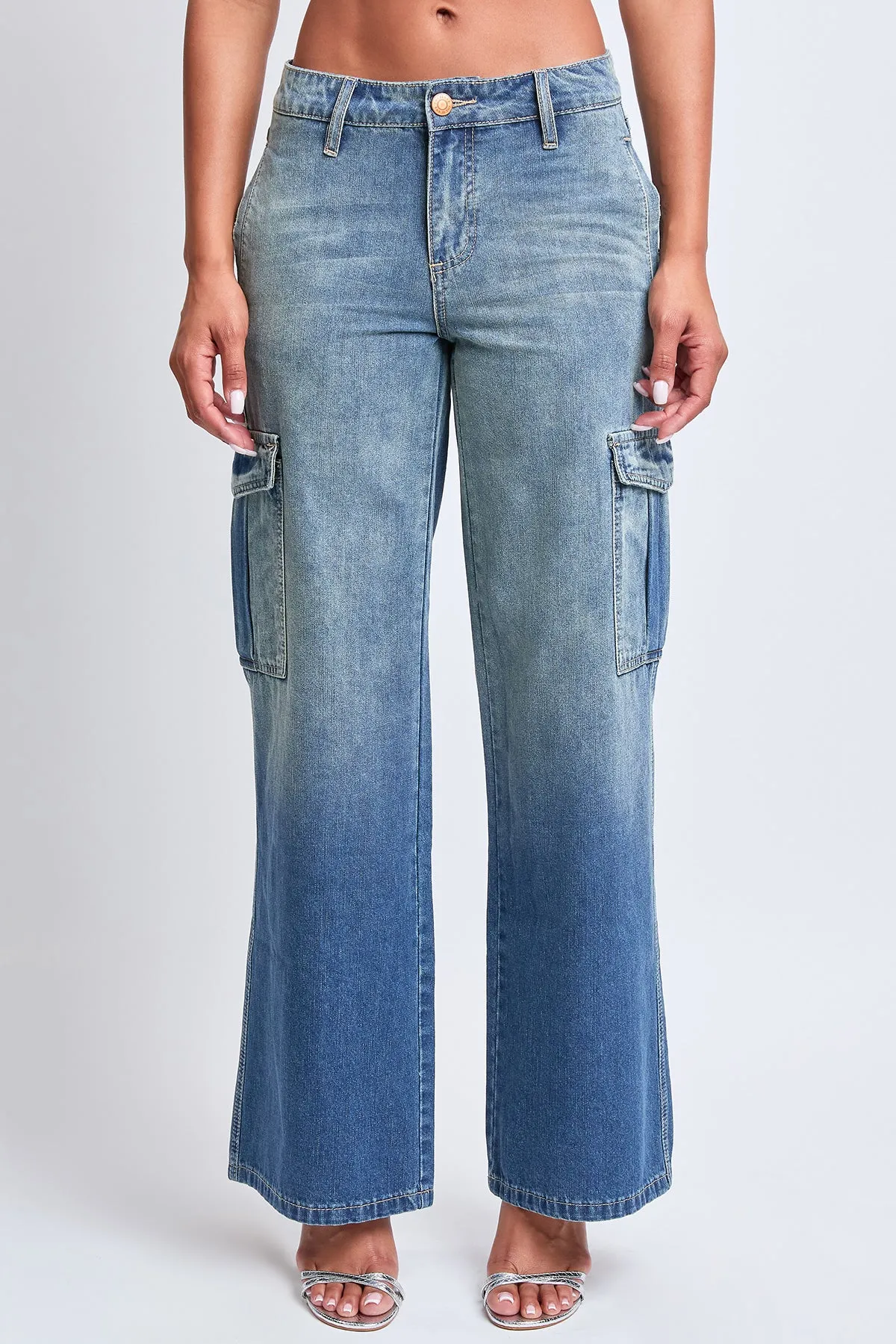 Women's Relax Fit Cargo Wide Leg Jeans sold by YMI product image thumbnail 4