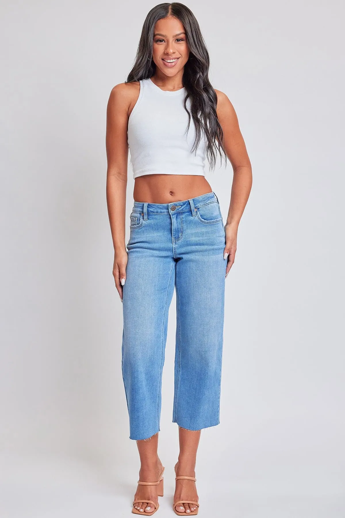 Women's Mid Rise Cropped Wide Leg Jeans sold by YMI product image thumbnail 5