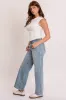 Women's Britney Wide Leg Jeans with Bow Print sold by YMI