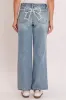 Women's Britney Wide Leg Jeans with Bow Print sold by YMI