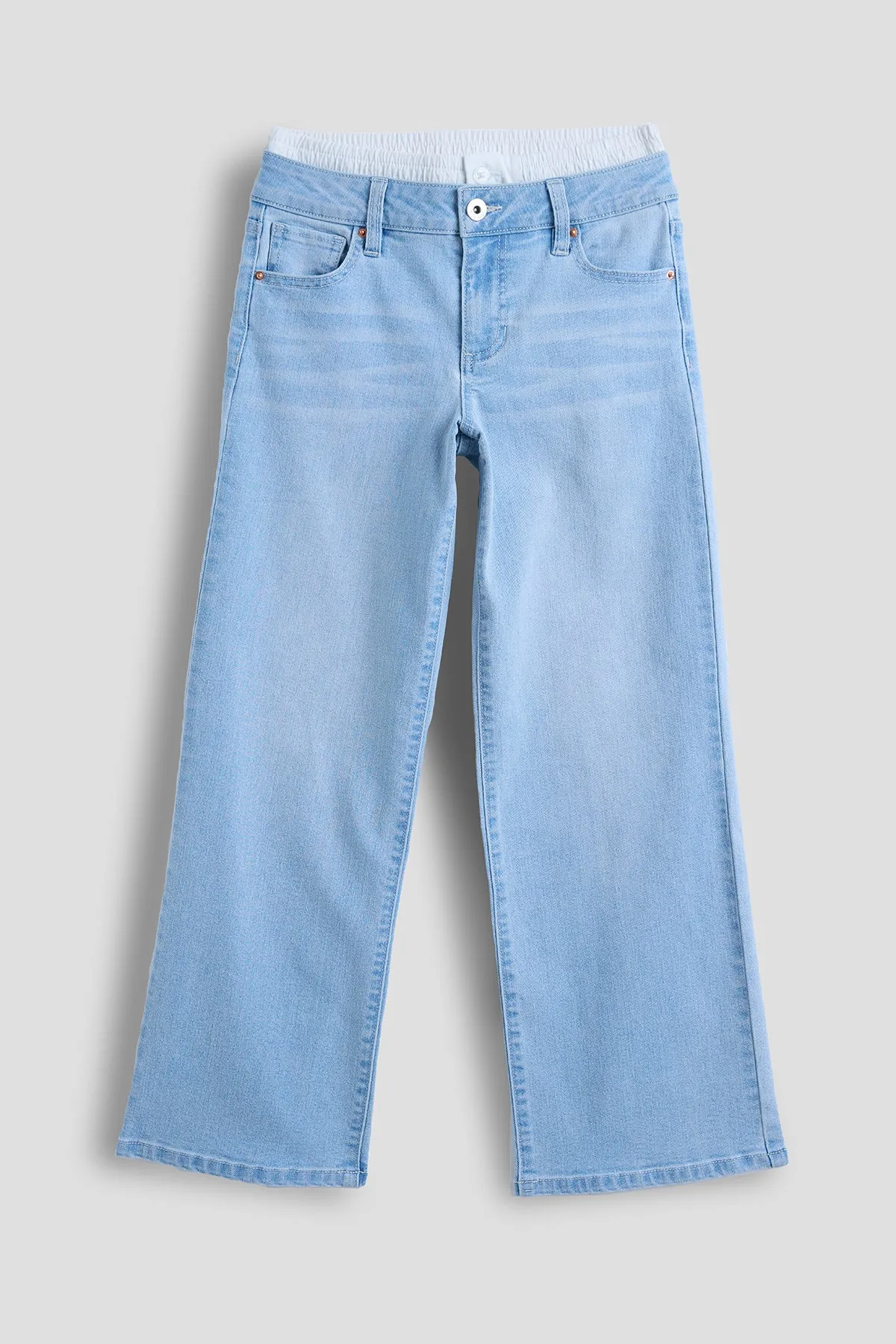 Girls Boxer Waist Wide Leg Jeans sold by YMI