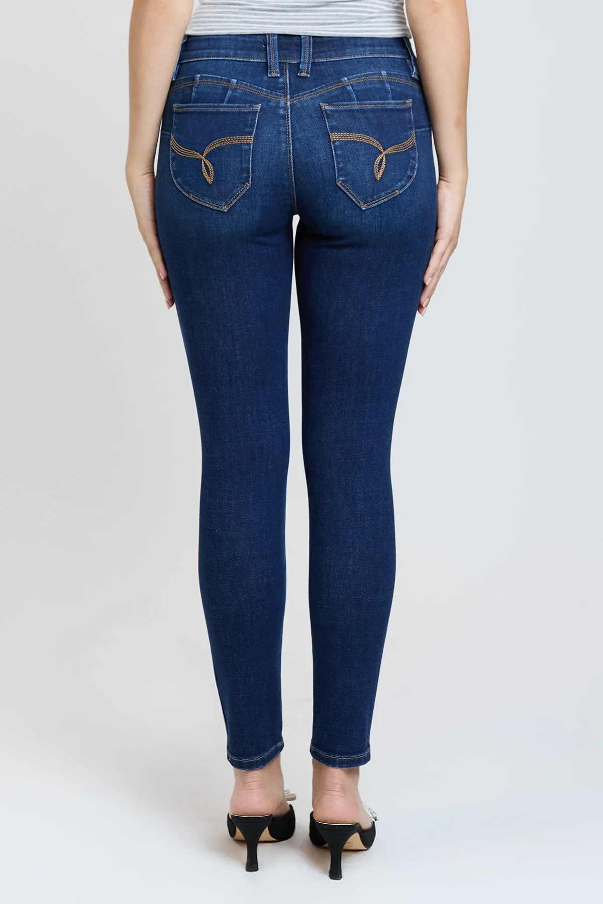 Women's Luxe Mid Rise WannaBettaButt Skinny Jeans sold by YMI product image thumbnail 5