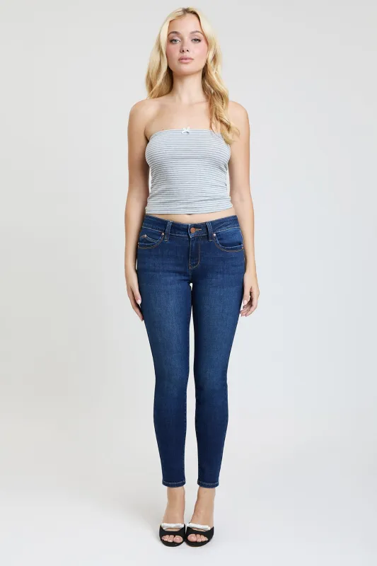 Women's Luxe Mid Rise WannaBettaButt Skinny Jeans sold by YMI
