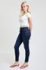Women's Luxe Mid Rise 3-Button WannaBettaButt Skinny Jeans sold by YMI