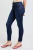 Women's Luxe Mid Rise 3-Button WannaBettaButt Skinny Jeans sold by YMI