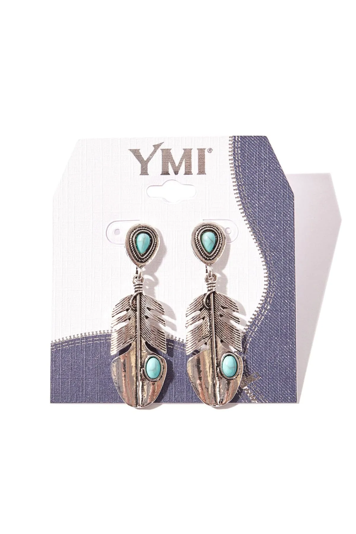 Turquoise Feather Earrings sold by YMI product image thumbnail 2