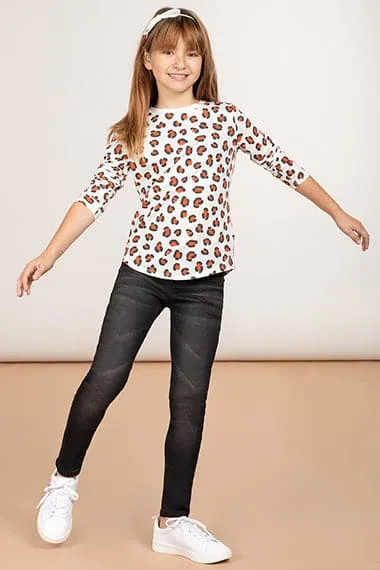 Girls Denim Skinny Jeans With Studs sold by YMI