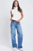 Women's Low Rise Wide Leg Rigid Jeans sold by YMI