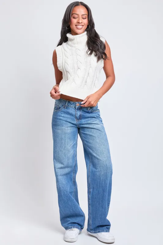 Women's Low Rise Wide Leg Rigid Jeans sold by YMI