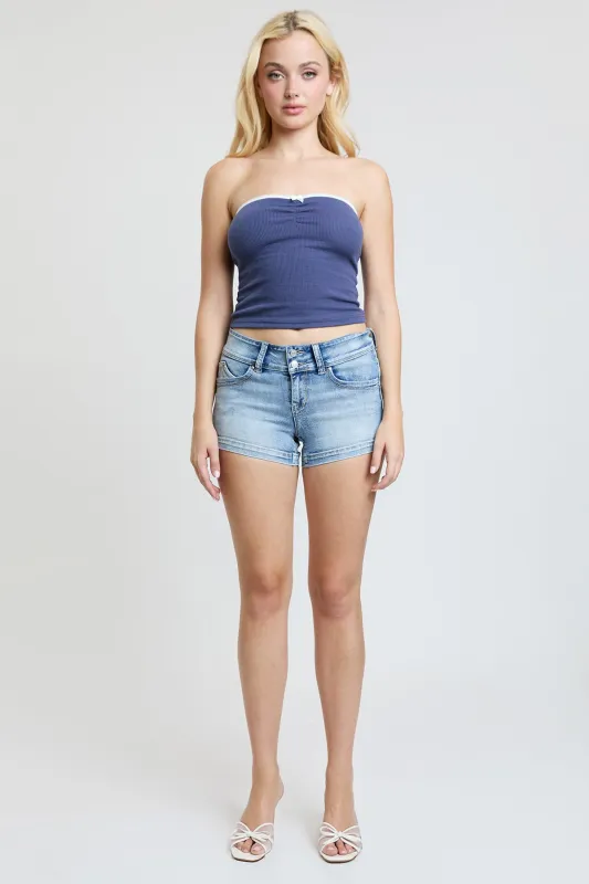 Women’s WannaBettaButt 2 Button Denim Shorts sold by YMI
