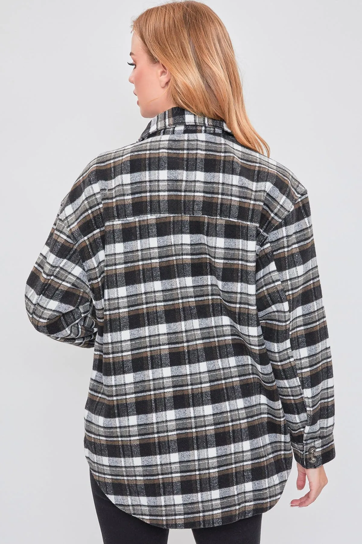 Women's Oversized Plaid Flannel Shacket sold by YMI product image thumbnail 4