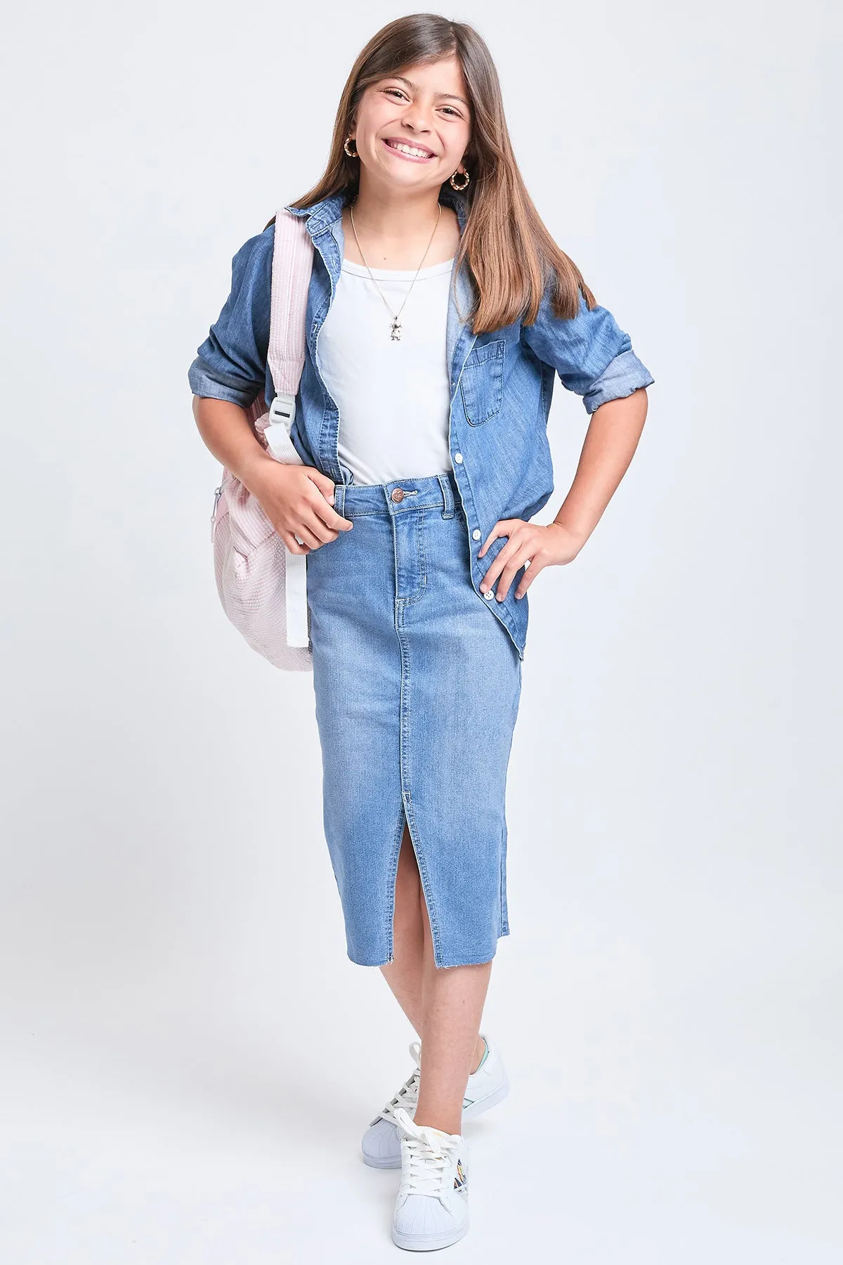 Girls Midi Denim Skirt sold by YMI product image thumbnail 2