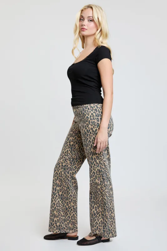 Women's High Rise Animal Print Wide Leg Jeans sold by YMI