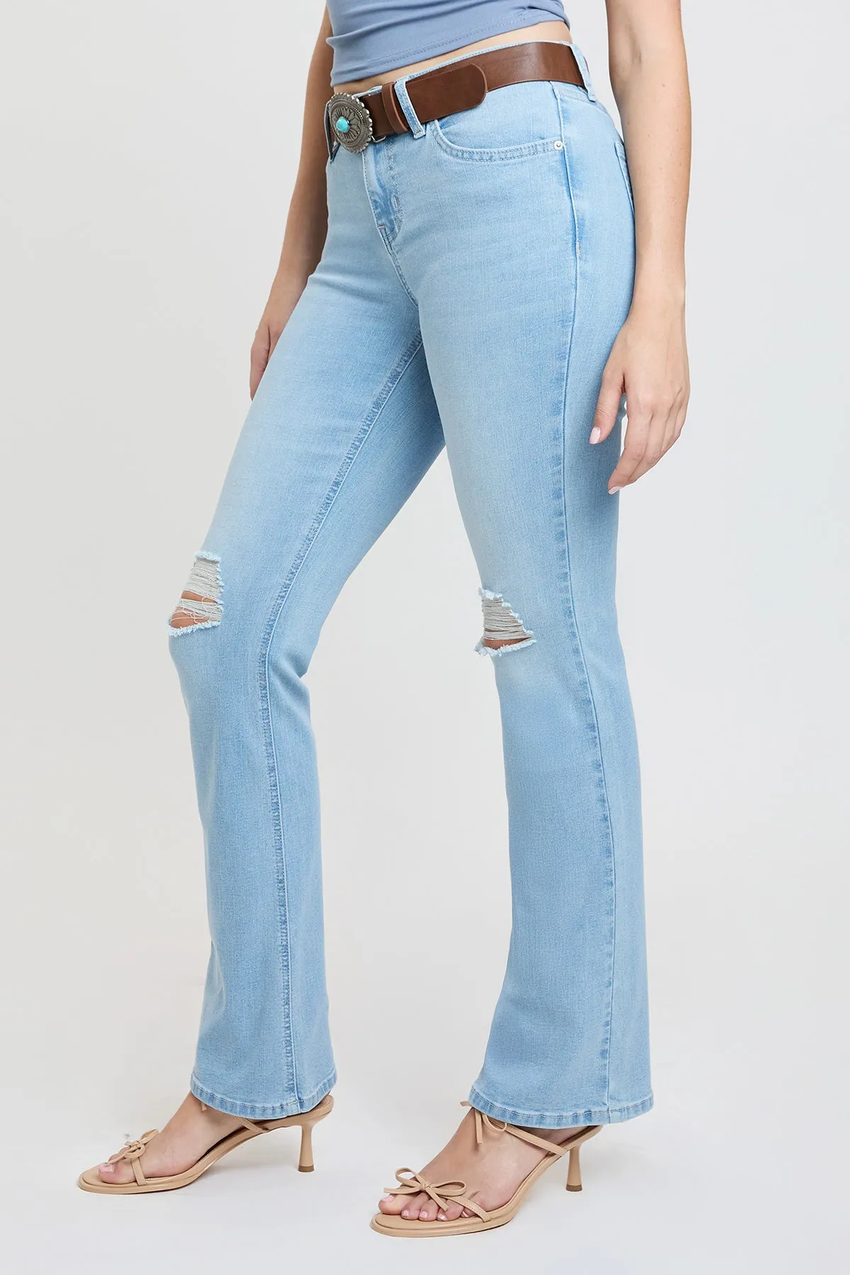 Women's Mid Rise Belted Bootcut Jeans sold by YMI product image thumbnail 3