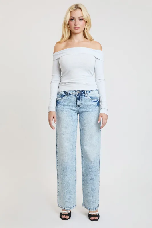 Women's Luxe Britney Wide Leg Jeans sold by YMI