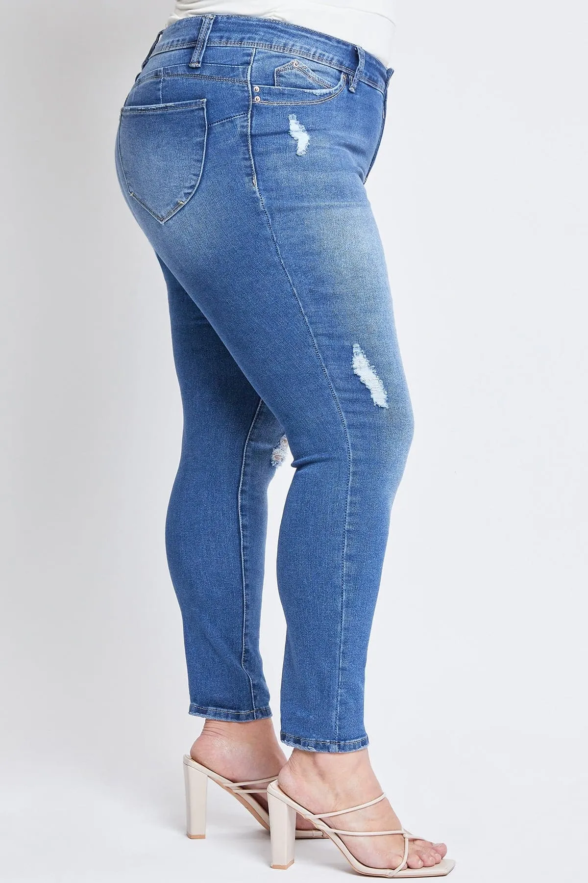 Women's Plus Size Sustainable WannaBettaButt Mid Rise Skinny Jeans sold by YMI product image thumbnail 4