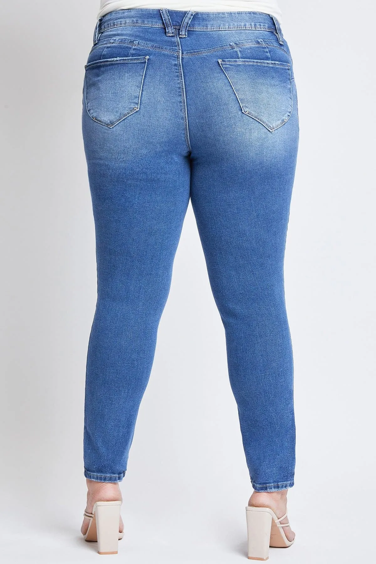 Women's Plus Size Sustainable WannaBettaButt Mid Rise Skinny Jeans sold by YMI product image thumbnail 5