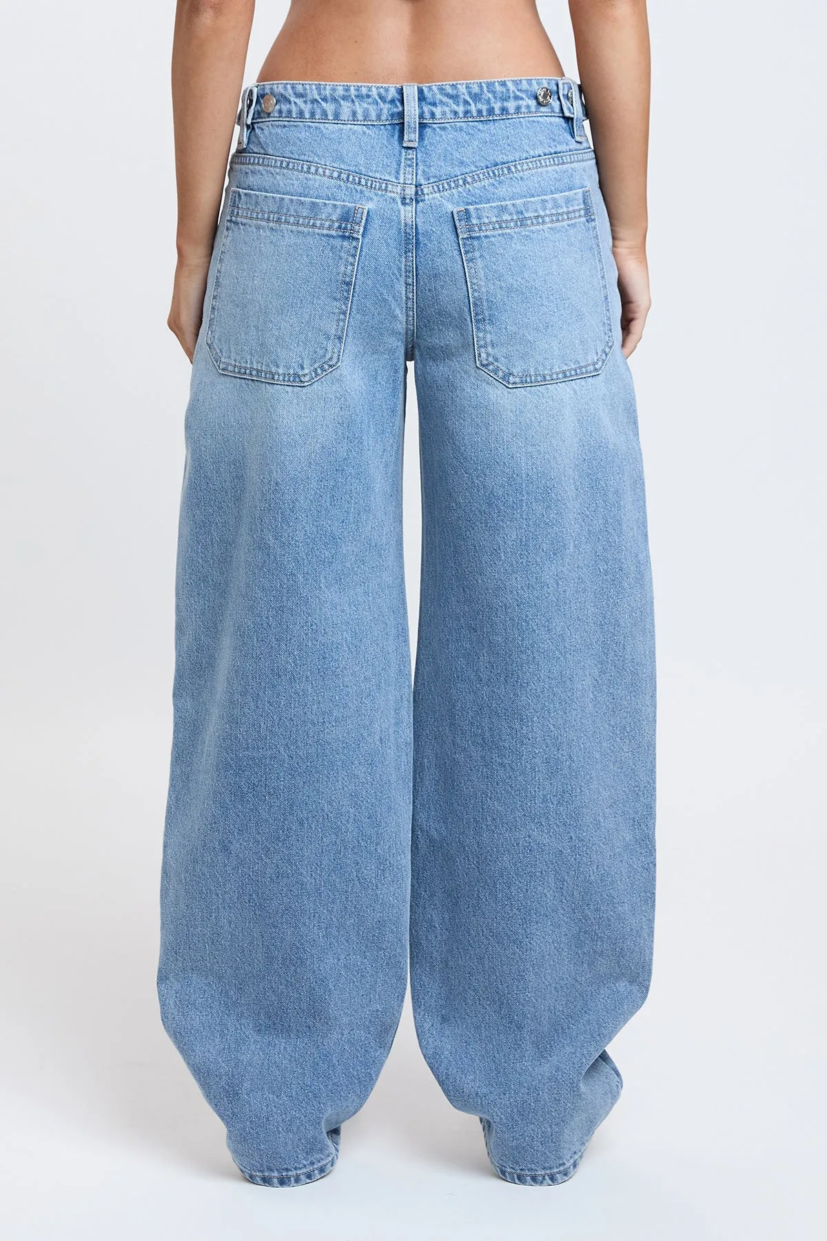 Women's Moto Relaxed Rise Baggy Barrel Jeans with Seam Detail sold by YMI product image thumbnail 4