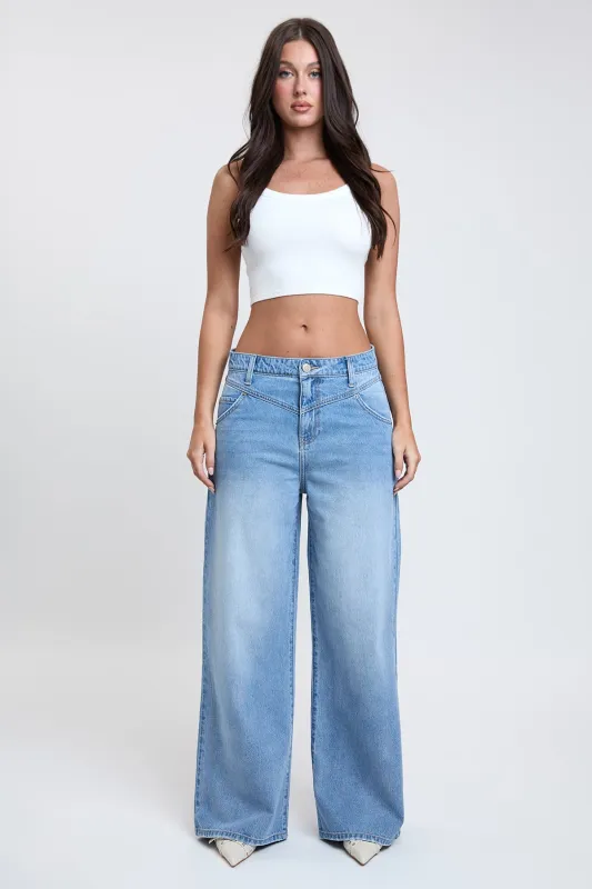 Women's Relaxed Extra Baggy Wide Leg Jeans sold by YMI