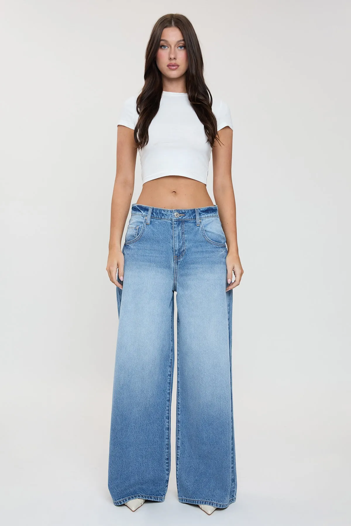 Women's Billie Baggy Wide Leg Jeans sold by YMI