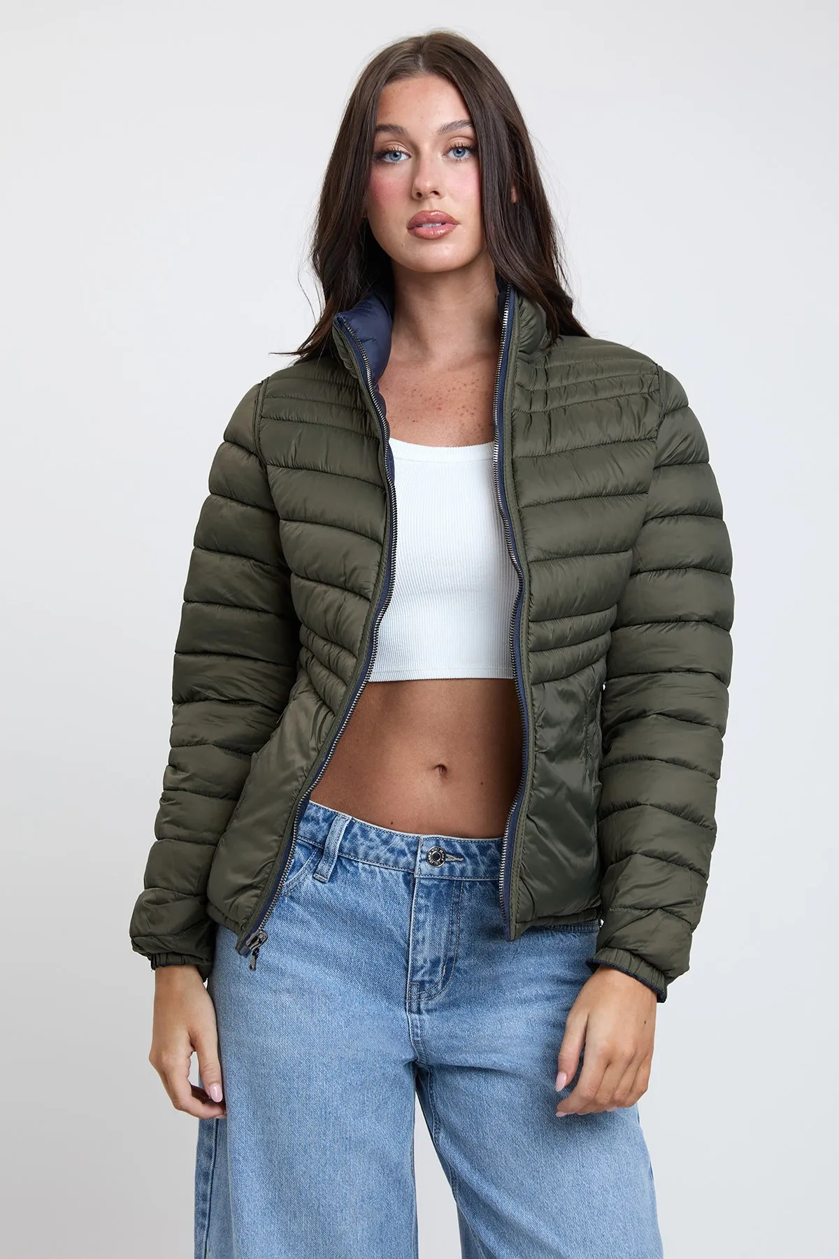 Women's Winter Reversible Fitted Puffer Jacket sold by YMI