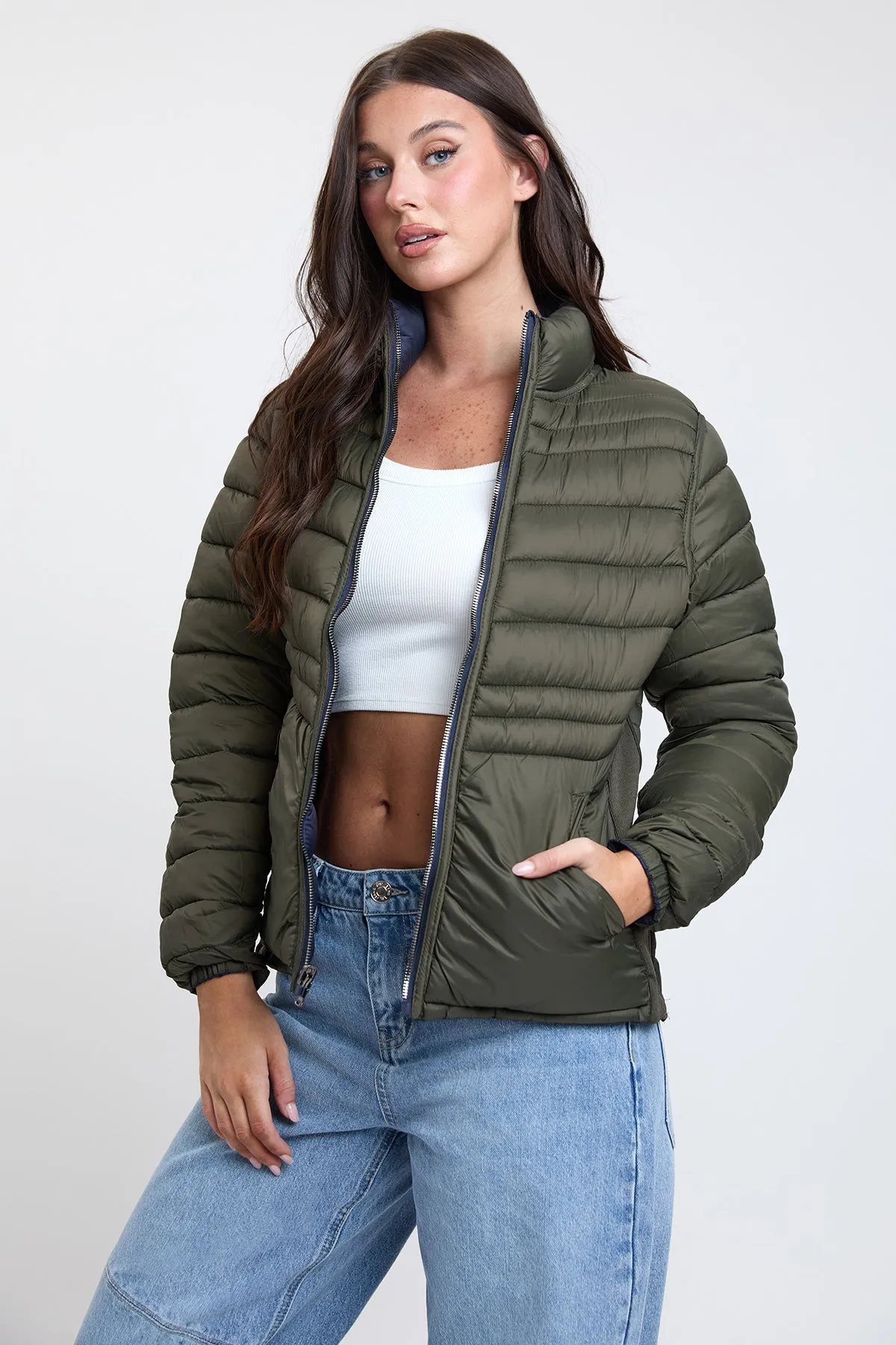 Women's Winter Reversible Fitted Puffer Jacket sold by YMI product image thumbnail 4
